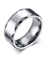 Wholesale Free Engraving MM High Polished Tungsten Carbide Ring Mens Wedding Band with Faceted Edge K3749