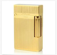 Wholesale S T Ligne Lighter Classic Brushed Metal Ping Sound Flame Lighter Gold