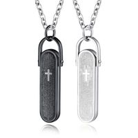 Wholesale Fashion Men Boy Silver Black Bible Cross Pendant Dainty Necklace Jewelry Long cm Stainless Steel Link Chain Punk Mens Necklaces For Gift