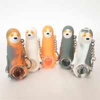 Wholesale 3 quot Silicone Spoon Smoking Pipe Shatterproof Sloth Animal Girly Lady Travel Dry Herbs Tobacco Flower Hand Pipes With Glass Bowl Keychain