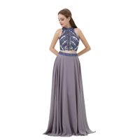 Wholesale MB035 Elegant Piece Prom Dress with Diamonds Chiffon Long Party Dresses Juniors Major Beading Backless Prom Dresses Online