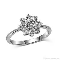 Platinados Circonia Solitario Promesa Para Mujer Regalo Anillo De Compromiso