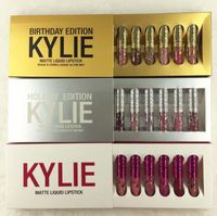 Kylie Jenner Cosmetics Matte Liquide Rouge à Lèvres Lip Mini Kit Anniversaire édition Limitée Avec Le Golden Box 6pcs Set Lip Gloss