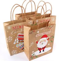 Wholesale 12pcs Christmas Gift Bags Santa Sacks Kraft Paper Bag Kids Party Favors Box Christmas Decorations for Home New Year Navidad