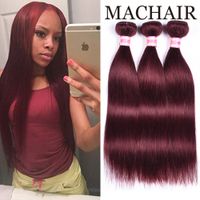 Wholesale Pre Colored Hair Weave Wine Red Human Hair Bundles PC Burgundy Remy Brazilian Straight Hair Extensions j