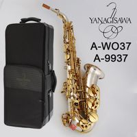 Wholesale High quality Yanagisawa Alto Saxophone A A WO37 Silver plated gold key body beautifully carved Alto Sax professional playing instrument
