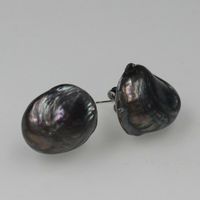 Wholesale 14 mm New Zealand abalone pearl polished black rainbow light earring stud