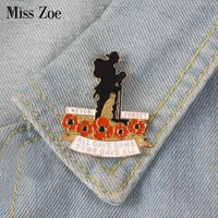 Wholesale Remembrance Day Never Forget Enamel Pin Soldier Flowers badge brooch Lapel pin Denim shirt bag Jewelry Gift for Military Fans
