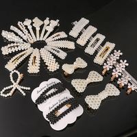 Wholesale Cute Woman Design Pearls Hairpins Creative Girl Hair Clips Baby Barrettes Lady Party Hair Jewelry Accessories Gift mixed sent