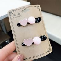 Wholesale Sweet Lovely Heart Shaped Hairpin Women Pearl Bangs Clip Delicate Duckbill Clip Girl Black and White Hair Accessories