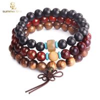 Wholesale Handmade mm mm Wood Braided Beads Bracelet for Women Men Boho Ethnic Elastic Pray Bracelet Fashion Jewelry