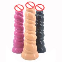 Wholesale Dildos Shop Big Silicone Anal Plug Spiral Long Butt Plug Anus Insert Stuffed Anal Dildo With Suction Cup Sex Toys Couples Masturbate