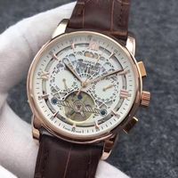 Wholesale 2018 New Brown Leather Mechanical Men s Stainless Steel Automatic Watch Sports mens Self wind Watches tourbillon male Wristwatches