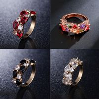Wholesale 2019 Fashion Mona Lisa Silver Rose Gold Black Colorful Engagement Ring Wedding Band for Women Bridal Crystal Jewelry Accessories anillos