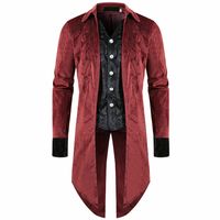 Wholesale Retro Steampunk Tailcoat Trench Jacket Coat Gothic Men Halloween Victorian Costume Dress Suits Vest Outfit Embroidery For Men