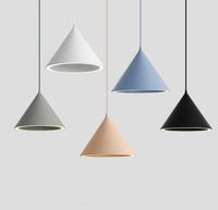 Wholesale Nordic Led Halo Pendant Lighting Round Macaron Cone Droplight Simple Chandelier For Restaurant Living Room Coffee shop