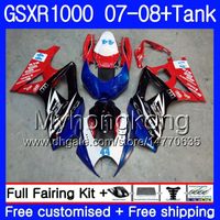 Wholesale 7Gifts Tank For SUZUKI GSXR K7 GSX R1000 GSXR HM GSXR1000 Bodywork GSXR1000 New blue red frame Fairings