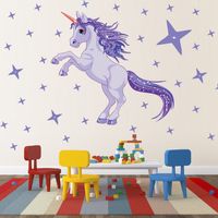 Wholesale Beautiful Purple animals with Shining DIY Star Stickers Wall Art Nursery decals for Kids baby Room Bedroom Home decor Mural Gift