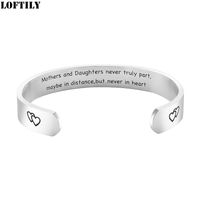 Wholesale Bangle mm Mother And Daughter Never Truly Apart Wide Bangles For Women Stainless Steel Gift Family Mantra Bracelet