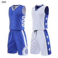 Wholesale High end Reversed Basketball Jersey Set Men Printed Sports Suit Both Sides Wear Training Shirt Shorts Basketball Uniform Custom