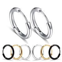 Wholesale Hoop Earring Ear nail Ornaments Fashion Male L Stainless Steel Black Simple Personality Circle Ear Ring Ear Buckle Huggie