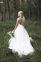 Wholesale Simple Bohemian Beach Wedding Dresses Sleeveless Sexy Backless V Neck Satin Summer Country Bridal Gowns Sweep Train Cheap vestito da sp