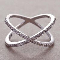 Wholesale Newest Design X shape Cross Ring Micro Paved CZ Crystal Rings Infinity Sign Women Rings for Party Z5F300