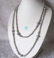 Wholesale 52 quot mm Gray Graduated Freshwater Pearl Necklace Cultured Jewelry