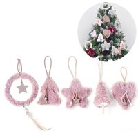 Creative Peluche Arbre De Noël Pendentif Hanging Rose Blanc Coeur étoile Plume Boule De Noël Décoration De Noël Pour La Maison