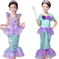 Wholesale Girls Little Mermaid Princess Dress Cosplay Costumes For Kids Girl Mermaid Dress Children Halloween Clothing Mermaid dress stylesLJJK2027
