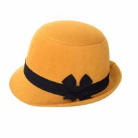 Wholesale NEW Retro Trendy Cute Women Girl Retro Bowknot Beach Felt Wool Fedora Hats Bowler Derby Caps Hats