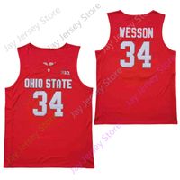 Wholesale 2020 New Ohio State Buckeyes College Basketball Jersey NCAA Kaleb Wesson Red All Stitched and Embroidery Men Youth Size