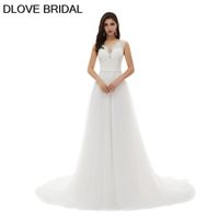 Wholesale Simple Vestido De Novia A Line Wedding Dress Pearl Beaded Lace Bridal Gown with Satin Belt Factory Custom Made