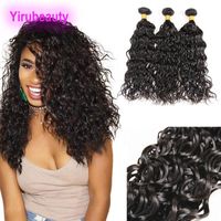 Wholesale Indian Virgin Hair Water Wave Curly inch Hiar Extensions Wet And Wavy Hair Bundles Natural Color