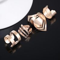 Wholesale Zinc Alloy Gold Color Ring Set for Fashion Girls Gift Jewelry Popular Style Rings for Women Finger Knuckle Accessories