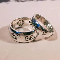 Aveugle Pour L Amour Bague En Argent Sterling 925 Avec Oeil Coeur Coeur Oiseau Couple K5583