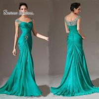 Wholesale 2020 Vintage Plus Size Sleeveless Mother Dress Chiffon Formal Party Gown Meimaid Wedding Reception Beaded Wear Floor Length