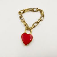 Wholesale New Red Lock Heart Bracelets for Women Vintage Metal Star Bangle Gothic Jewelry Femme Gold Chain Charms Bracelet Ancient bijoux