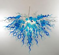 Wholesale Hand Blown Glass Chandelier Blue and Clear Color Home Lamps Pendant LED Bulbs Murano Glass Chandelier Italian Style Chandelier