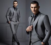 Wholesale Custom Made Fashion Grey Mens Suit Groom Suit Formal Man Suits For Best Men Slim Fit Groom Tuxedos For Man Jacket Vest Pants