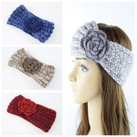 Le donne a maglia uncinetto Fiore Fascia Scalda Orecchie Capelli Head Band testa Wrap