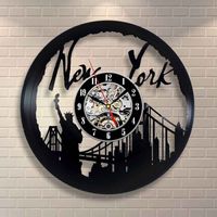 Wholesale New York Movie Art Vinyl Record Clock Wall Decor Home Design Home Decor Handmade Art Personality Gift Size inches Color Black
