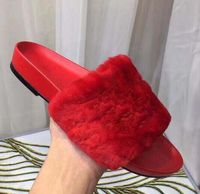 Wholesale Hot Sale Designer women Fur Slippers Fashion Women Girls designer Sandals Fashion Black Pink Red Grey Blue Slides High Quality
