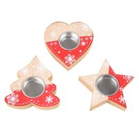 Wholesale Creative Heart Shaped Candle Containers Woodiness Five Pointed Star Candlestick Christmas Tree Candles Holder For Party Decoration hb E1