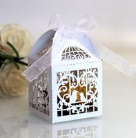 Wholesale Wedding Favor Holders Candy Bags Paper With Birds Cage Hollow Laser Cut Wedding Gift Boxes BW XTH30