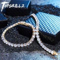 Wholesale TOPGRILLZ Iced Zircon MM Tennis Chain Men s Hip hop Jewelry Sterling Silver Gold Lobster Clasp CZ Bracelet Link inch CX200623
