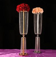 Wholesale Gold Silver Acrylic Crystal Wedding Flower Ball Holder Table Centerpiece Vase Stand Crystal Candlestick Wedding Decoration
