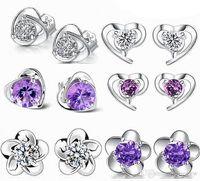 Wholesale Earrings for Women Korean Crystal Channel Earring Studs Wedding Ring Sterling Silver Stud Earrings