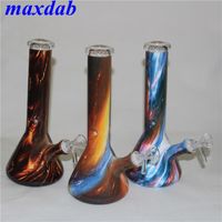 Wholesale Glass dab rig water pipe recycler beaker bong hookah bubbler silicone oil burner pipes bongs dabber tool silicon wax mat container jar