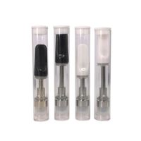 Wholesale th2 eCig Ceramic coil atomizers White black Ceramic flat mouth extract Oil Vape Cartridges ml ml mm holes Wickless atomizer with Plastic tube